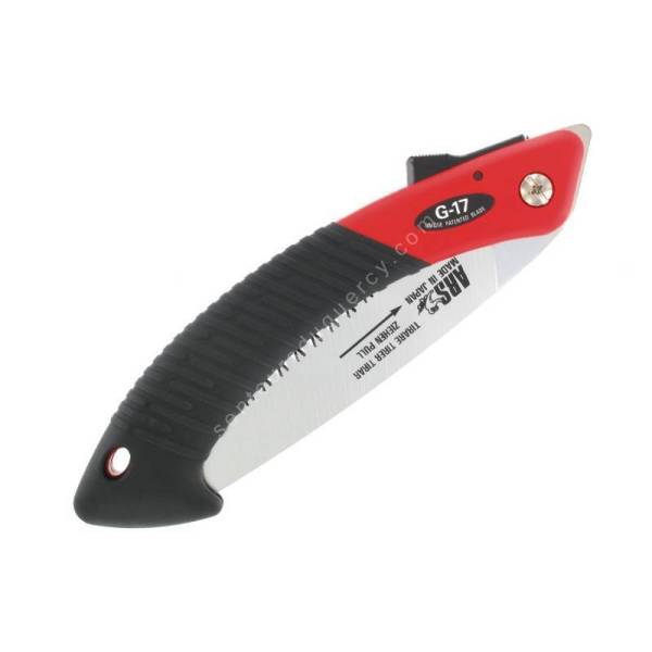 Scie d'élagage pliante ARS G-17 ouverte, lame 170mm - Matériel de jardinage professionnel.
