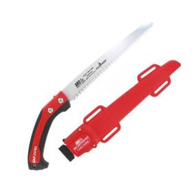 Scie d'élagage ARS CAM-24PRO avec lame droite, poignée rouge ergonomique et étui de protection.