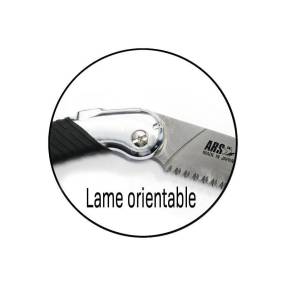 Scie d'élagage professionnelle ARS TL-24 avec lame inclinable et son étui de protection rigide.