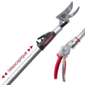 ouverture du Sécateur télescopique professionnel ARS 180 ZF avec manche extensible de 1,8m à 3m
