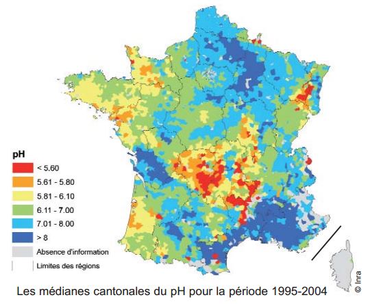 Carte du ph des sols en France